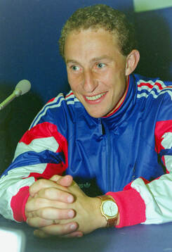 French goalscorer Jean-PIerre Papin at the press conference
