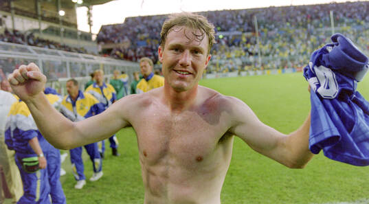 Swedens goalscorer Jan Eriksson