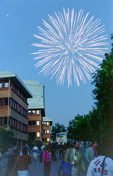 Fireworks over Rasunda stadium