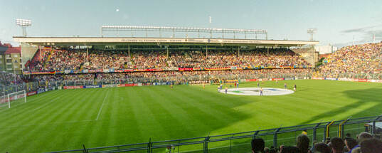 Spectators at Rasunda Football Stadium in Stockholm