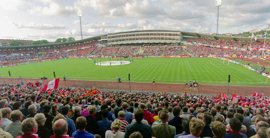 Spectators at Nya Ullevi Stadium in Goteborg