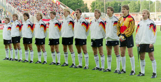 Germany lineup. L-R: Thomas Hassler, Thomas Doll,