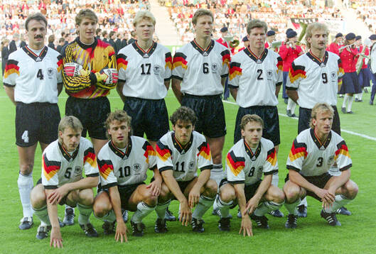 Germany team group. Back row L-R: Jurgen Kohler, Bodo