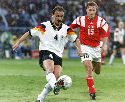 Germanys Jurgen Kohler against Igor Kolyvanov of CIS