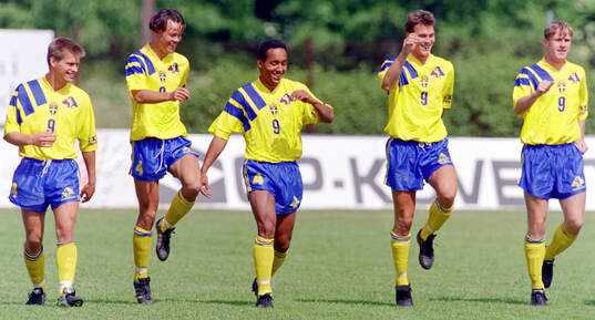 Swedish players Jan Jansson, Joachim Bjorklund, Martin