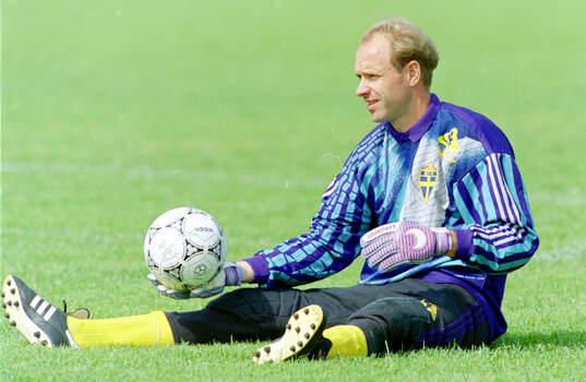 Swedens goalkeeper Thomas Ravelli at training camp in Gimo