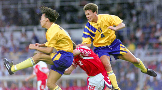 Swedish central defenders Joachim Bjorklund and Patrik