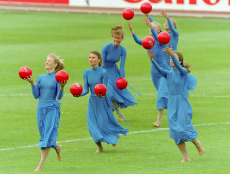 Half time entertainment with swedish gymnastics girls