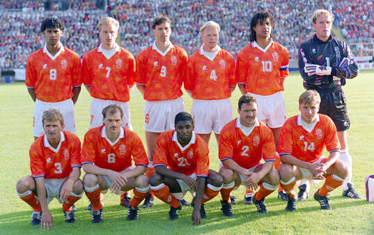 Netherlands team group. Back row L-R: Frank Rijkaard,
