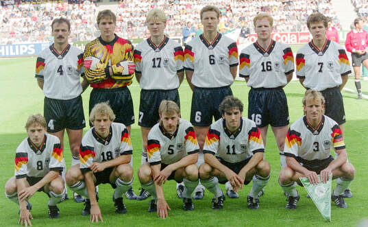 Germanys starting eleven, team group. Back row L-R: Jurgen