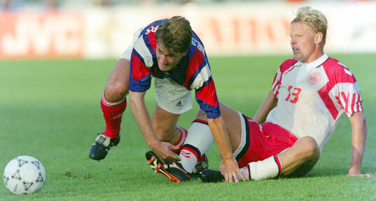 France‚Äôs Didier Deschamps against Denmarks Henrik