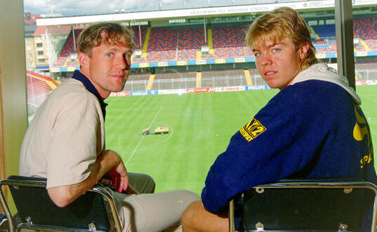 Swedens Jan Eriksson and Tomas Brolin