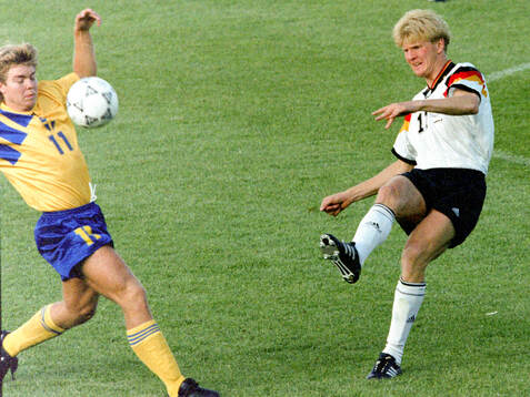 Stefan Effenberg of Germany against Swedens Tomas Brolin