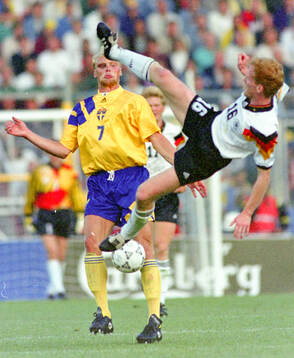 Matthias Sammer of Germany against Klas Ingesson of Sweden