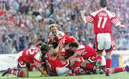 Denmarks players celebrates