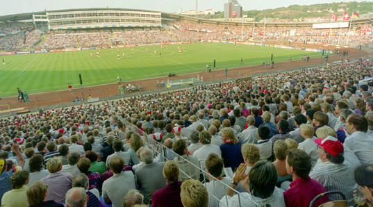 Spectators at Ullevi Stadium in Gothenburg