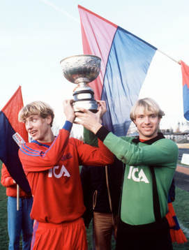 Andreas Ek, och Thomas Ravelli, jubel över det allsvenska