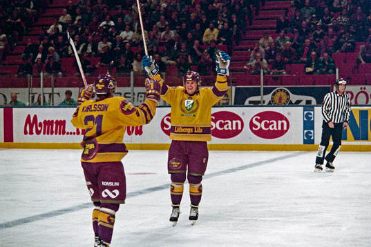 Leif Carlsson och Jacob Karlsson, Färjestad, jublar