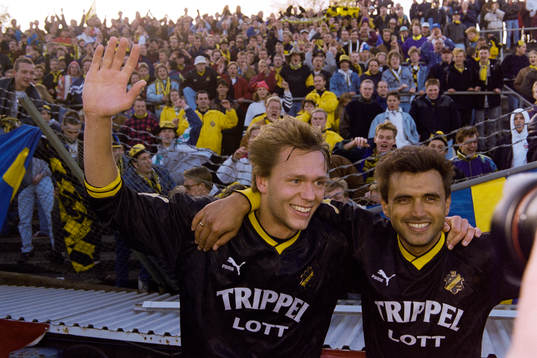 Krister Nordin och Vadim Jevtusjenko, AIK jublar efetr