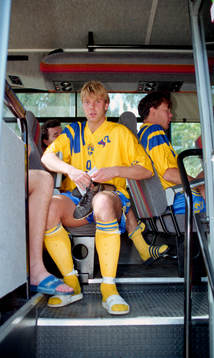 Hans Eklund i spelarbussen