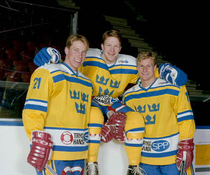 Peter Forsberg, Charles Berglund and Markus Näslund of