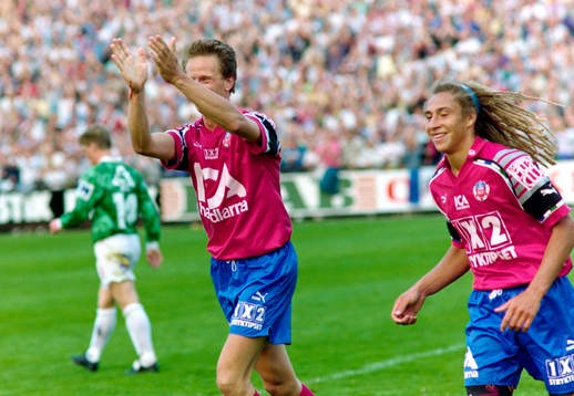 Mikael Ragvald och Henrik Larsson, Helsingborg jublar