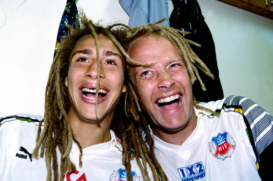 Henrik Larsson och Mats Magnusson, Helsingborg jublar