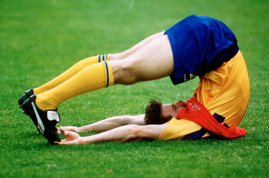 Fotboll, Roland Nilsson, Sverige, stretch, stretching