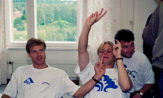 Roland Nilsson, Mikael Nilsson och Stefan Rehn i skämttagen