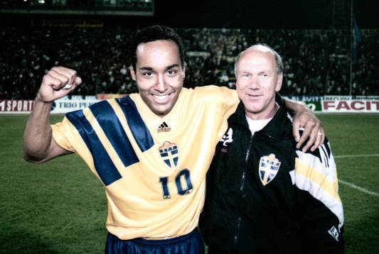 Martin Dahlin och Tommy Svensson, förbundskapten