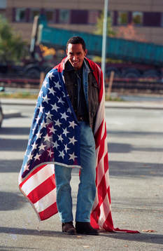 Martin Dahlin i USA.s flagga