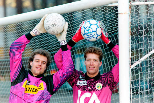 Conny Johansson, målvakt i Häcken och Kjell Johansson,