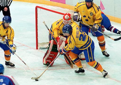 Ishockey, OS. Charles Berglund i matchen mot Slovakien