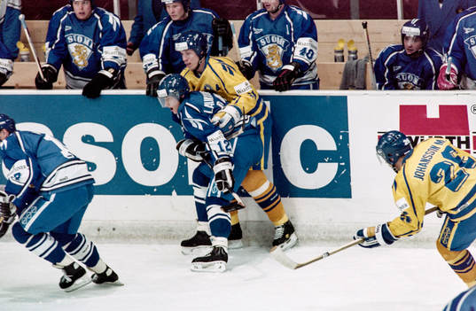Sveriges Jonas Bergqvist och finlands Janne Laukkanen vid