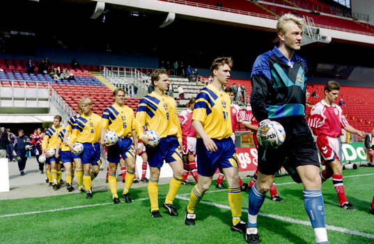 Magnus Hedman, målvakt, Niklas Skoog och Fredrik Persson,