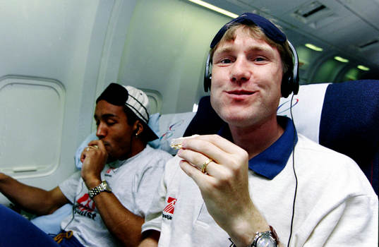 Jan Eriksson på flyget till Los Angeles