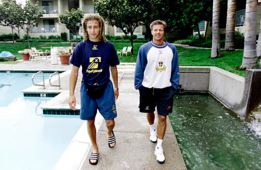 Henrik Larsson och Roland Nilsson, Sverige vid poolen