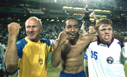 Tommy Svensson, förbundskapten, Martin Dahlin och Tomas