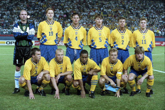Bakre fr.v. Thomas Ravelli, målvakt, Kennet Andersson,