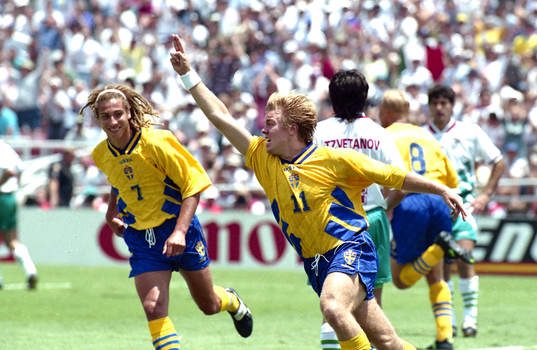 Jubel, glädje, Henrik Larsson och Tomas Brolin, Sverige