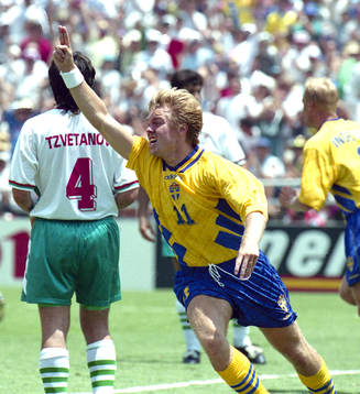 Jubel, glädje, Henrik Larsson och Tomas Brolin, Sverige