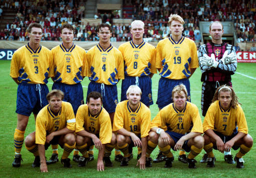 Sveriges startelva, bakre raden fr. v: Patrik Andersson,