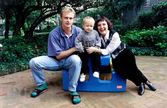 Jonas Thern med sin son Simon Thern och mamma Ann-Sofie