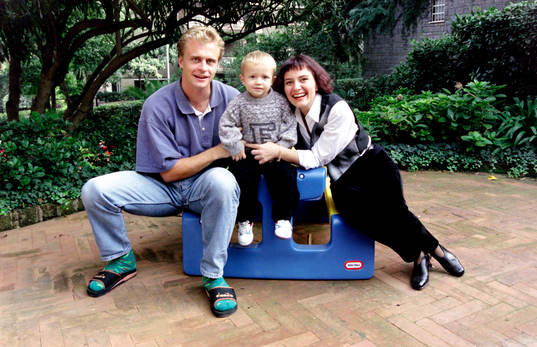 Jonas Thern med sin son Simon Thern och mamma Ann-Sofie