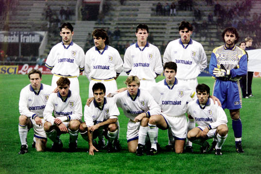 Parmas startelva med bl.a Tomas Brolin, Gianfranco Zola och