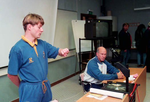 Hans Hultman, presschef och Tommy Svensson, förbundskapten