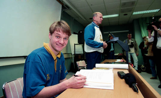 Hans Hultman, presschef och Tommy Svensson, förbundskapten