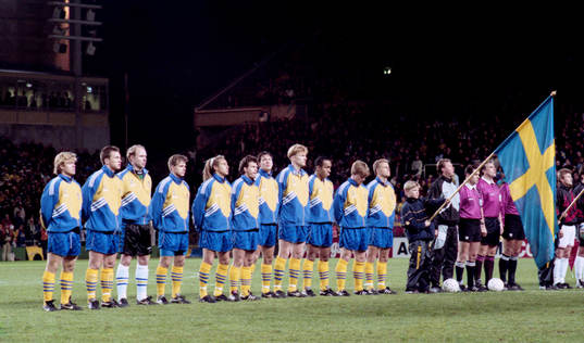 Fr. v: Tomas Brolin, Patrik Andersson, Thomas Ravelli,