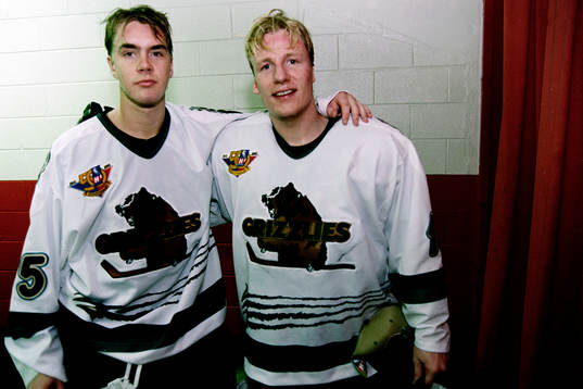 Tommy Salo, målvakt och Niclas Andersson, Denver Grizzlies