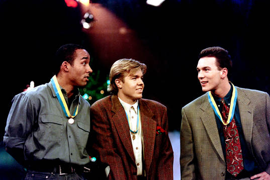 Martin Dahlin, Tomas Brolin och Patrik Andersson, Sverige